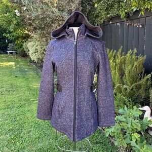 Jones New York Tweed Hooded Jacket / Car Coat - size XS